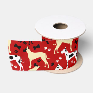 Great Danes Harlequin, Fawn, Black Great Dane Satin Ribbon