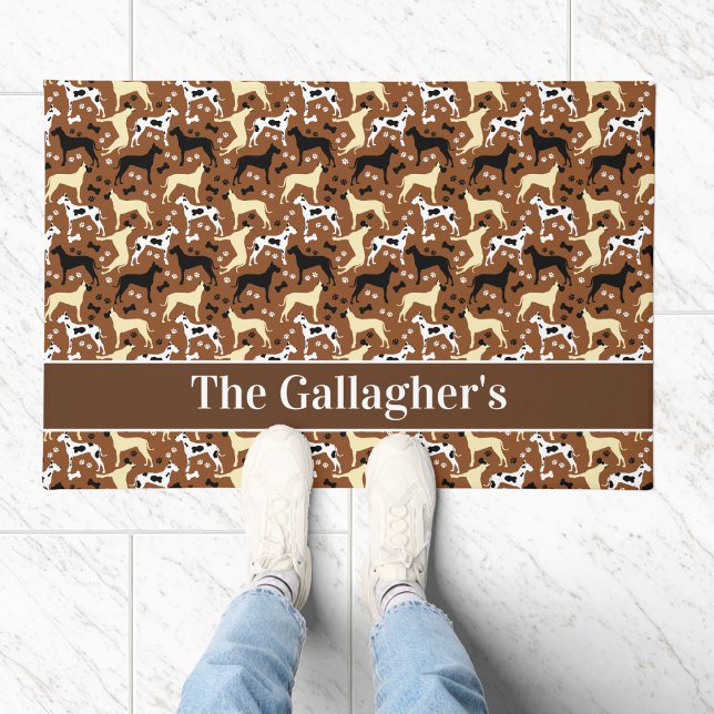 Great Danes Harlequin Fawn Pattern Personalized Doormat (Great Danes Pattern Personalized Doormat)