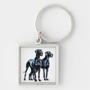 Great Danes Watercolor Keychain