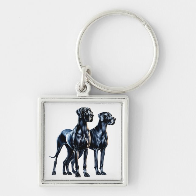 Great Danes Watercolor Keychain (Front)