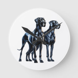 Great Danes Watercolor Round Clock
