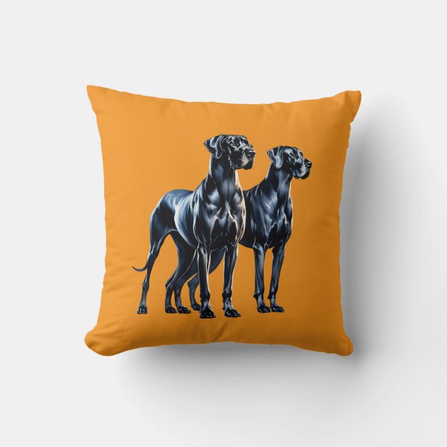 Great Danes Watercolor Throw Pillow (Front)