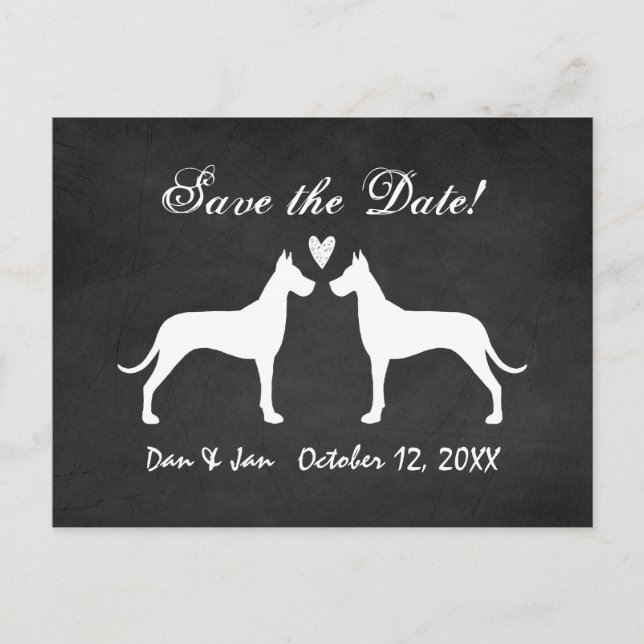 Great Danes Wedding Save the Date Announcement Postcard (Front)