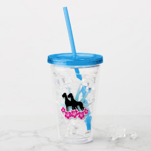 Great Danes with Hibiscus Flowers Acrylic Tumbler