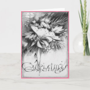 Great Deco Font Hot Mess Xmas Greeting Corsage Holiday Card