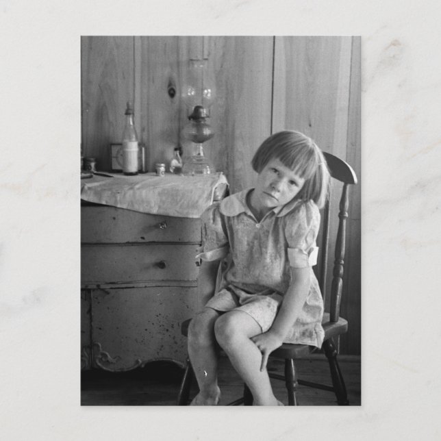 Great Depression Girl 1930s Postcard (Front)