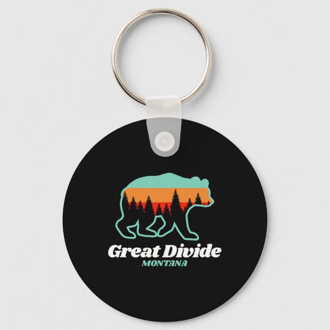 Great Divide Montana Skiing Snowboarding Bear  Keychain (Front)