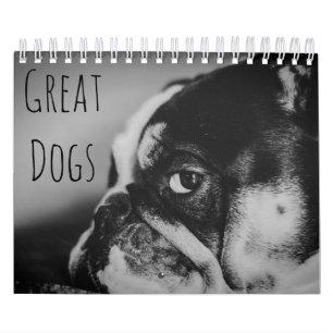 Great dogs in black and white calendar