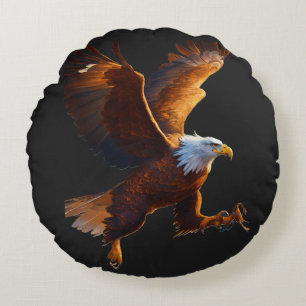 Great Eagle Rider Over the Mongolian Plains – Epic Round Pillow