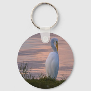 Great Egret at Sunrise Keychain