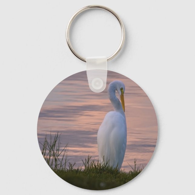 Great Egret at Sunrise Keychain (Front)