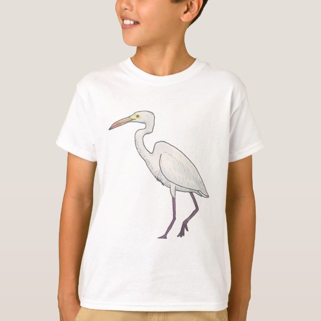 Great Egret bird art T-Shirt (Front)