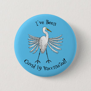 Great egret bird cartoon illustration 2 inch round button