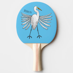 Great egret bird cartoon illustration ping pong paddle