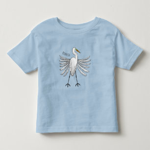 Great egret bird cartoon illustration toddler t-shirt