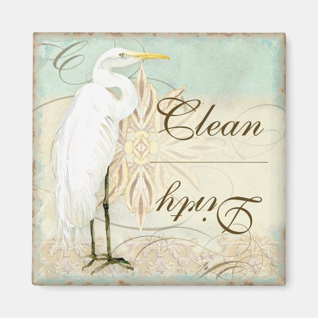 Great Egret Coastal Beach - lave-vaisselle Magnet (Devant)