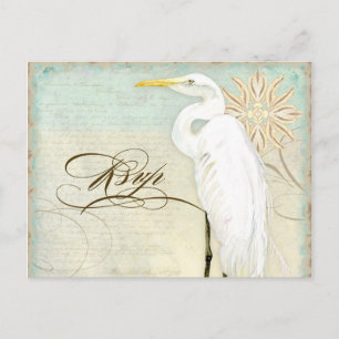 Great Egret Coastal Beach - RSVP Response Postcard