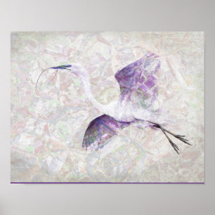 Great Egret Digital Art Poster