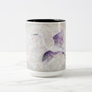 Great Egret in Flight Two-Tone Coffee Mug