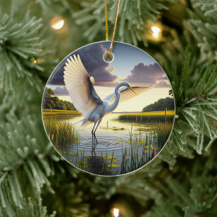Great Egret Keepsake Ceramic Ornament