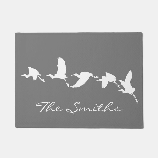 Great Egrets in Flight (Choose background colour) Doormat (Front)