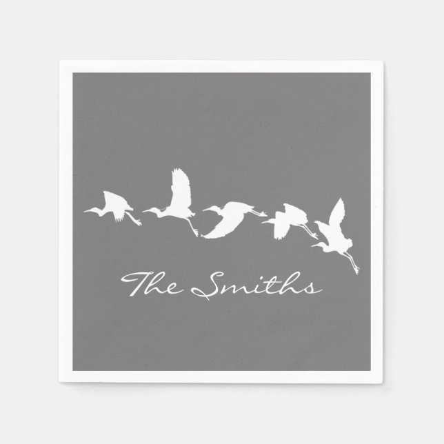 Great Egrets in Flight (Choose background colour) Napkin (Front)