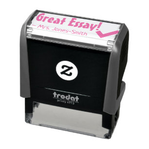 "Great Essay!" + Custom Educator Name Self-inking Stamp