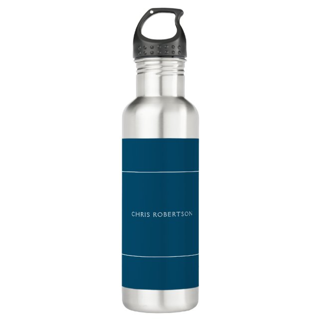 Great Excellent Your Name Ocean Blue White Custom 710 Ml Water Bottle (Front)