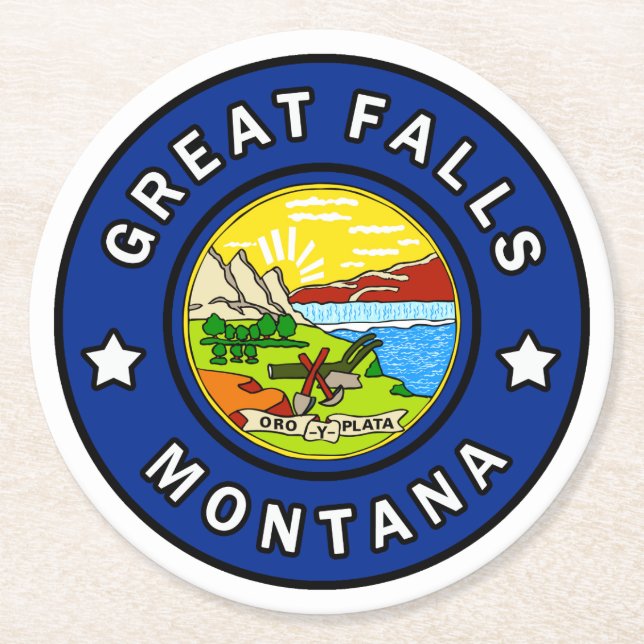 Great Falls Montana Round Paper Coaster (Front)