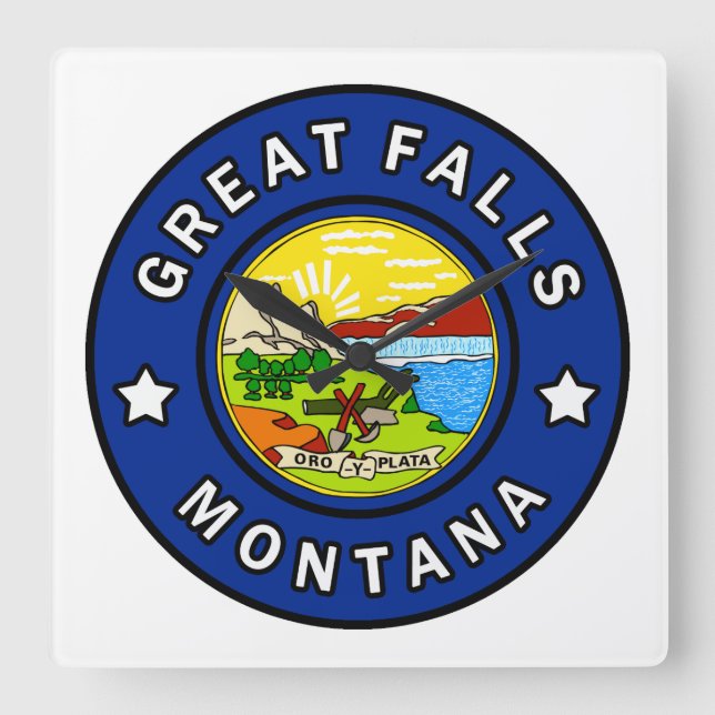 Great Falls Montana Square Wall Clock (Front)