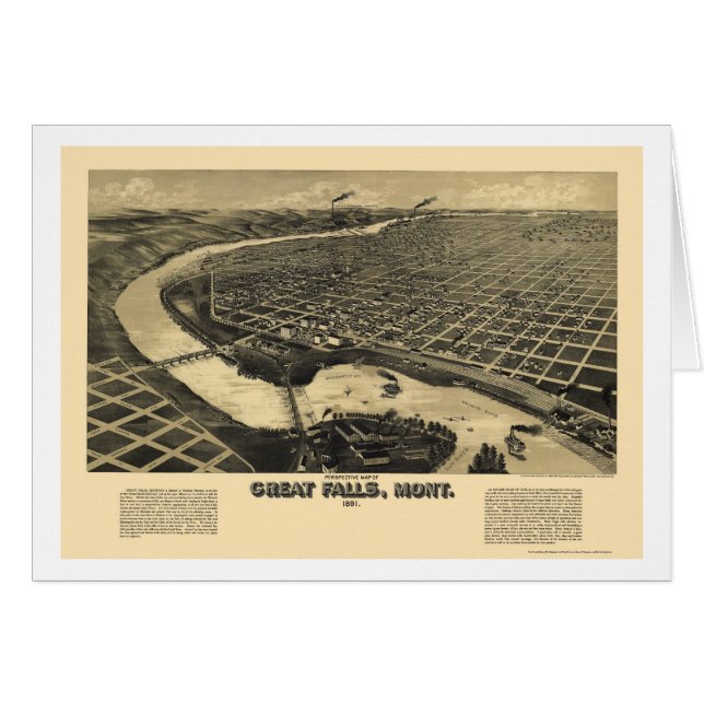 Great Falls, MT Panoramic Map - 1891 (Front Horizontal)