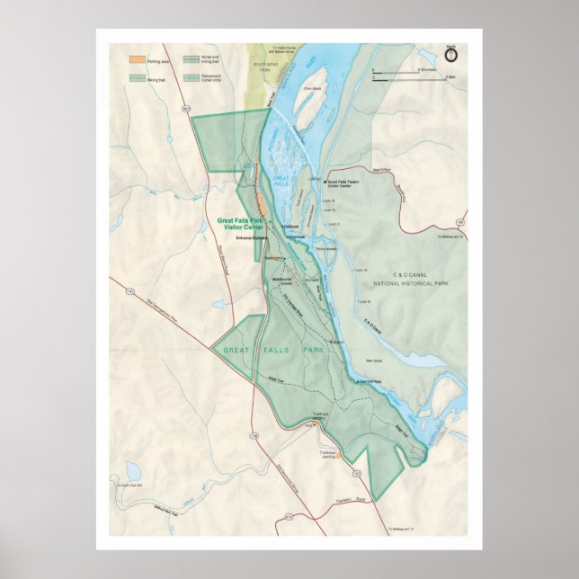 Great Falls Park Map (1988) Virginia National Park Poster (Front)