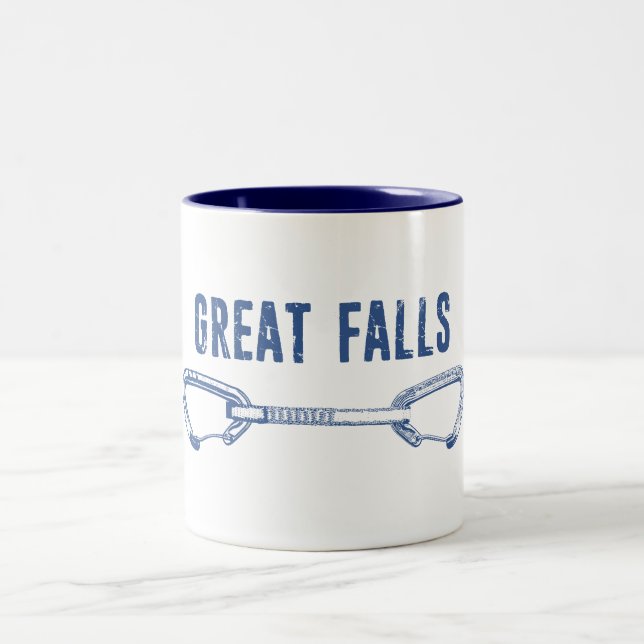 Great Falls Virginia Rock Climbing Quickdraw Two-Tone Coffee Mug (Center)