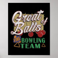 Great Fire Bowling Team Funny Vintage Pin Tee