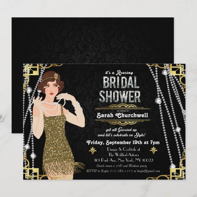 Great Flapper Bridal Shower Invitation (Front/Back)