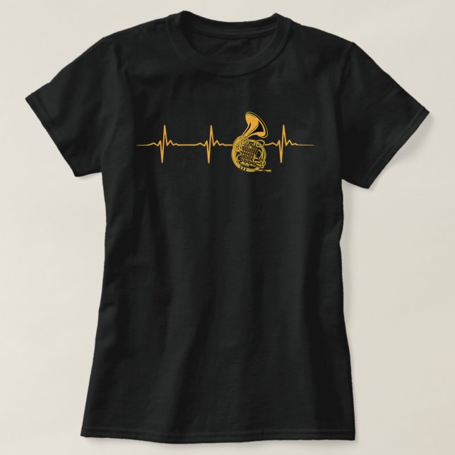 Great French Horn Heartbeat Gift Bugler3 T-Shirt (Design Front)