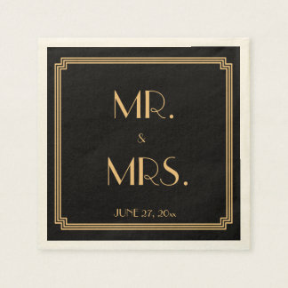 Great Gatsby Art Deco Black Wedding Napkins