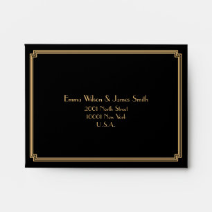Great Gatsby Art Deco Black Wedding RSVP Envelopes