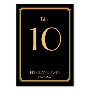 Great Gatsby Art Deco Black Wedding Table Numbers