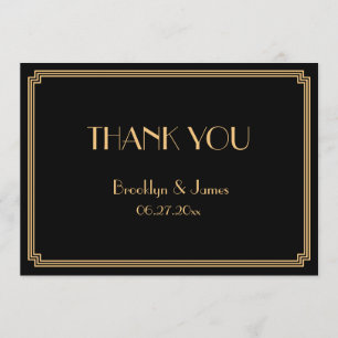 Great Gatsby Art Deco Black Wedding Thank You Card