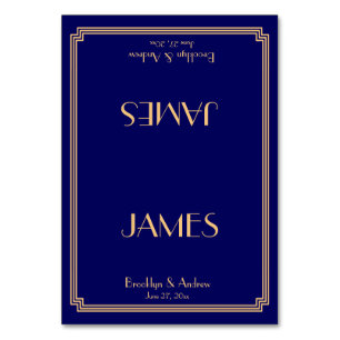 Great Gatsby Art Déco Blue Mariage Cartes de Place