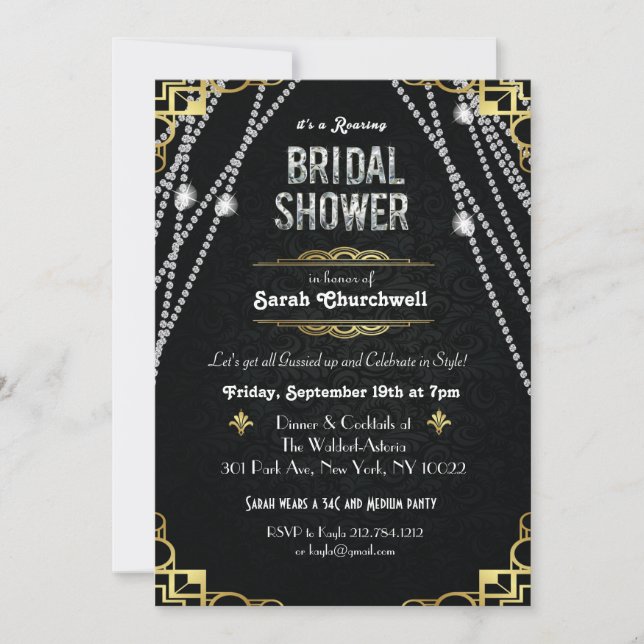 Great Gatsby Art Deco Bridal Shower Invitation (Front)