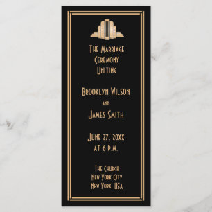 Great Gatsby Art Deco Gold Black Wedding Programs