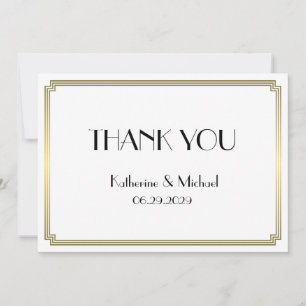 Great Gatsby Art Deco Gold Wedding Thank You Card
