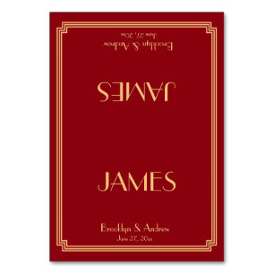 Great Gatsby Art Déco Red Mariage Place Cartes