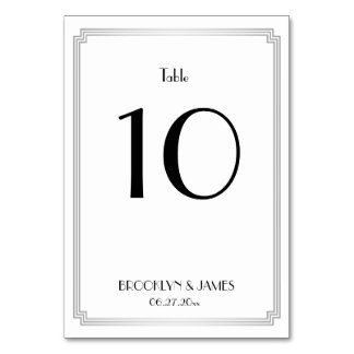 Great Gatsby Art Deco Silver Wedding Table Numbers