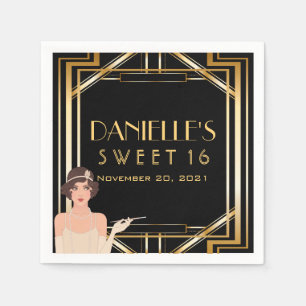 Great Gatsby Art Deco Sweet 16 Personalized Napkin