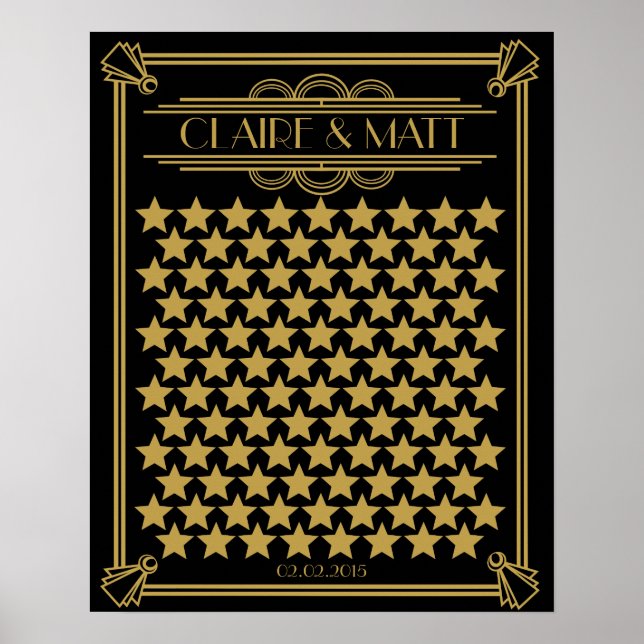 Great Gatsby Art Deco wedding signing guestbook (Front)