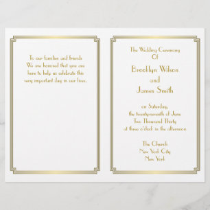 Great Gatsby Art Déco White Gold Wedding Programme