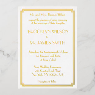 Great Gatsby Art Deco White Real Gold Foil Wedding